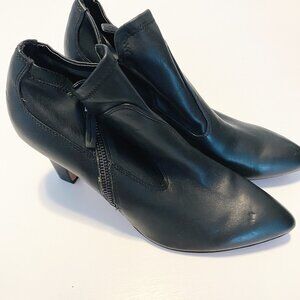 Franco Sarto Black Leather Heeled Ankle Boot